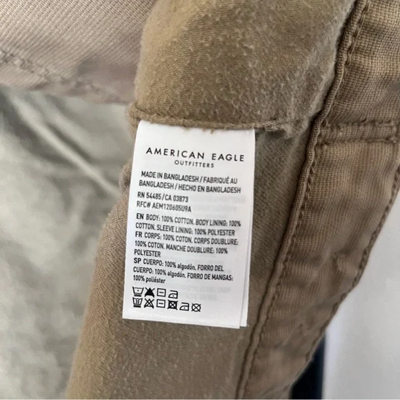 American Eagle Corduroy Cotton Lined Inside Trucker Jacket Khaki Men’s - Picture 9 of 11